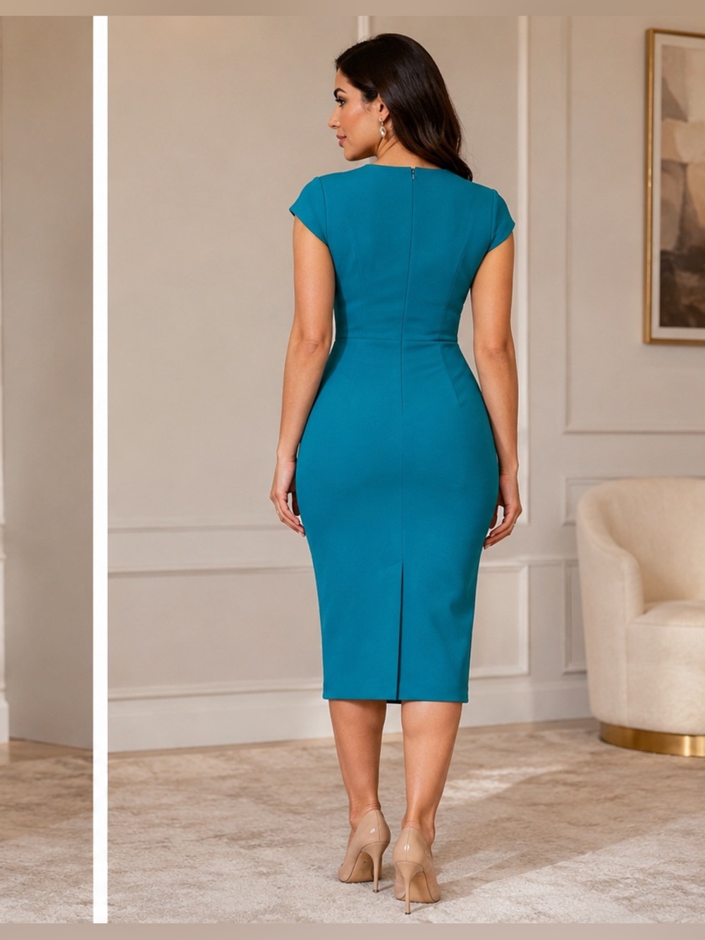 Calvin Klein Teal Sheath Midi Dress - Picture 2 of 3